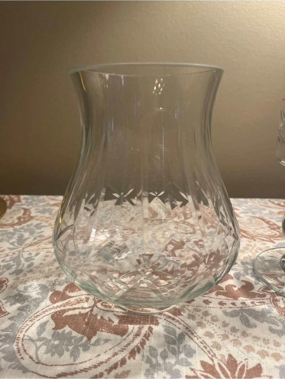 Vintage Block Crystal Hurricane Lamp